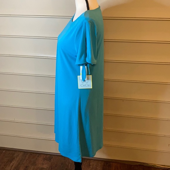 NWT Cece Sky Blue Shift Dress Tie-Sleeve Crepe - Picture 3 of 6